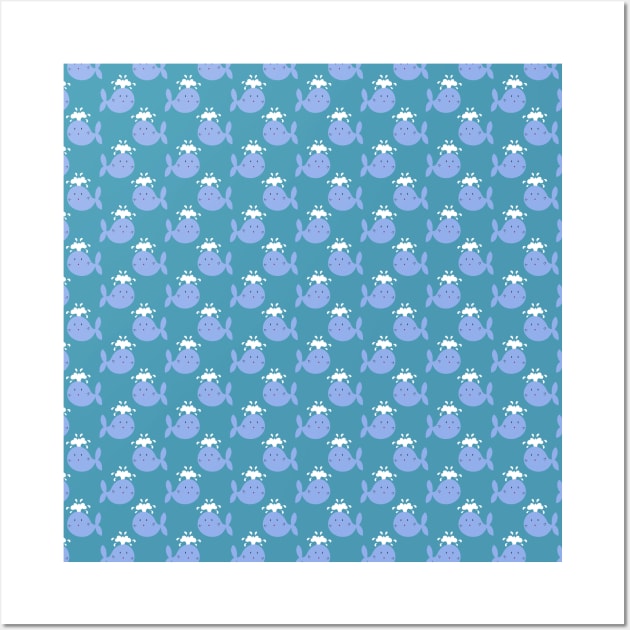 Cute Blue Whale Pattern Wall Art by saradaboru